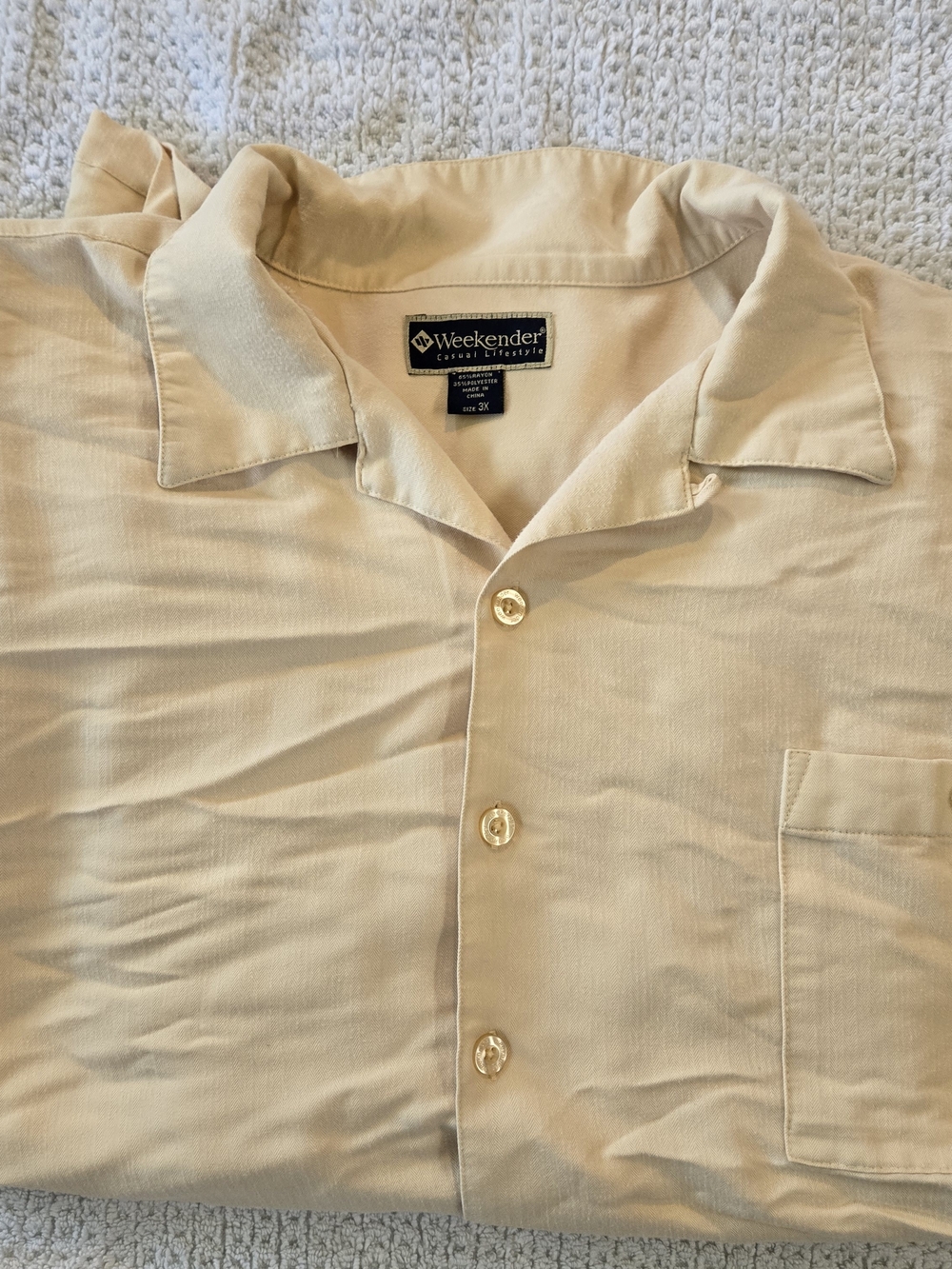 Weekender Light Cream Short-Sleeve Casual Shirt